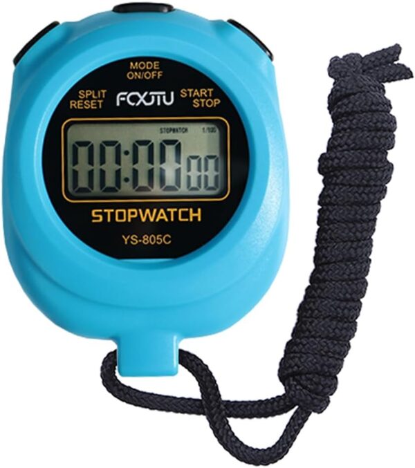 FCXJTU Sports Simple Stopwatch, Digital Single Lap/Split Memory Stopwatch Countdown Timer, On/Off, AAA Battery(Included), Child Friendly for Training Kids Coaches Blue