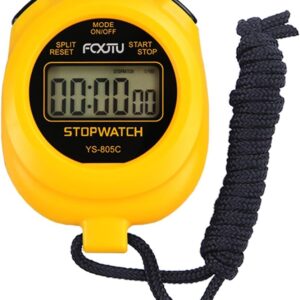 FCXJTU Sports Simple Stopwatch, Digital Single Lap/Split Memory Stopwatch Countdown Timer, On/Off, AAA Battery(Included), Child Friendly for Training Kids Coaches Yellow