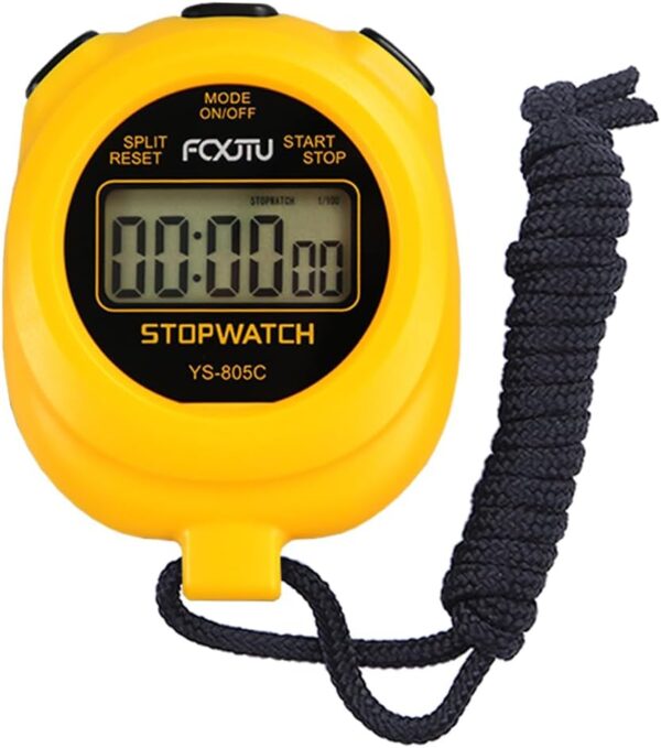 FCXJTU Sports Simple Stopwatch, Digital Single Lap/Split Memory Stopwatch Countdown Timer, On/Off, AAA Battery(Included), Child Friendly for Training Kids Coaches Yellow