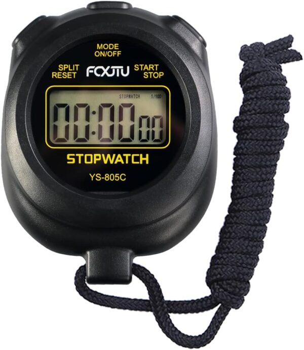 FCXJTU Sports Simple Stopwatch, Digital Single Lap/Split Memory Stopwatch Countdown Timer, On/Off, AAA Battery(Included), Child Friendly for Training Kids Coaches