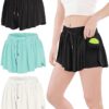 Flowy Shorts for Girls 2-in-1 Butterfly Athletic Shorts with Spandex Liner for Preppy Cheer, Fitness, Tennis, Gym