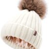 FURTALK Toddler Beanie Satin Lined Baby Boys Girls Winter Hats Pom Pom Beanies for Kids