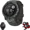 Garmin 010-02626-13 Instinct 2 Camo Edition GPS Smartwatch/Fitness Tracker, Graphite Camo Bundle with Deco Essentials 2X Tactical Emergency Paracord Multipurpose Bracelet and 2X...