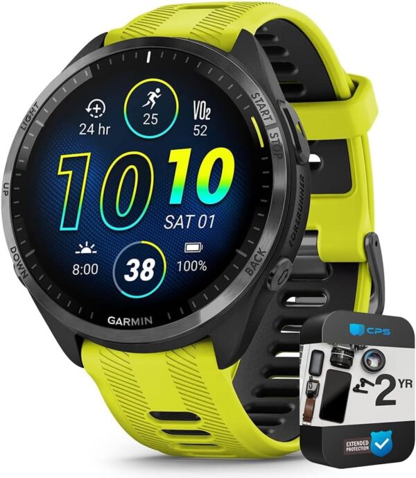 Garmin 010-02809-02 Forerunner 965 Running Smartwatch Amp Yellow and Black Bundle with 2 YR CPS Enhanced Protection Pack