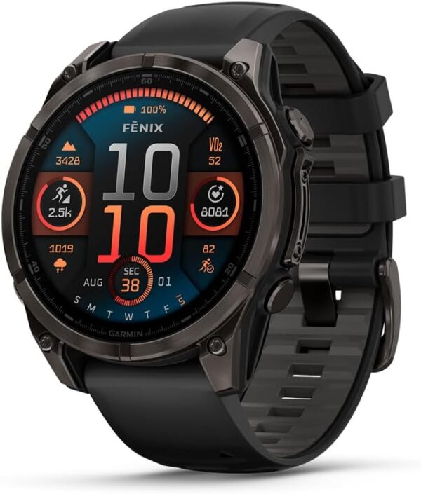 Garmin fēnix® 8 – 47 mm, AMOLED, Sapphire, Premium Multisport GPS Smartwatch, Long-Lasting Battery Life, Dive-Rated, Built-in LED Flashlight, Carbon Gray DLC Titanium with...