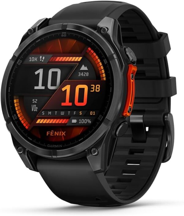 Garmin fēnix® 8 – 47mm, AMOLED, Premium Multisport GPS Smartwatch, Long-Lasting Battery Life, Dive-Rated, Built-in LED Flashlight, Slate Gray with Black Band