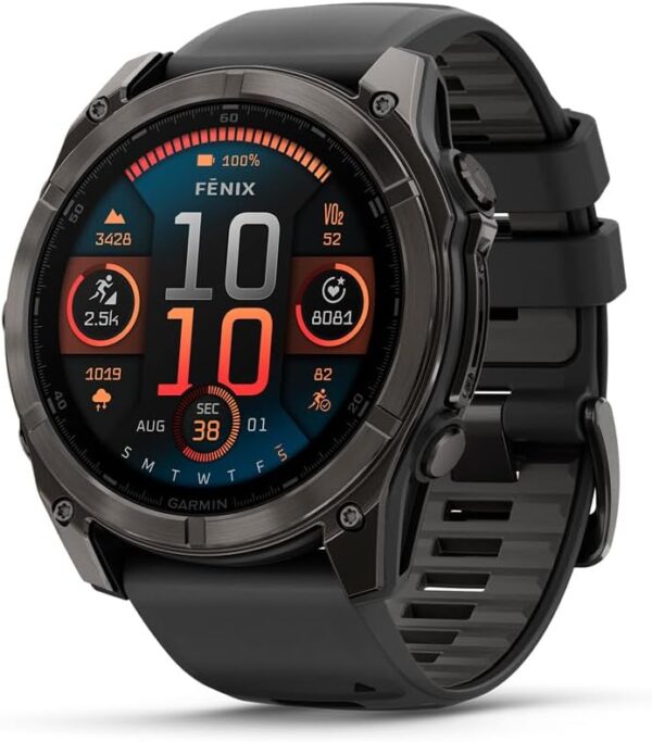 Garmin fēnix® 8 – 51 mm, AMOLED, Sapphire, Premium Multisport GPS Smartwatch, Long-Lasting Battery Life, Dive-Rated, Built-in LED Flashlight, Carbon Gray DLC Titanium with...