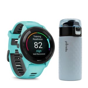 Garmin Forerunner 265 Smartwatch (Aqua/Black) Bundle with 12-Ounce Double Wall Stainless Steel Tumbler (2 Items)