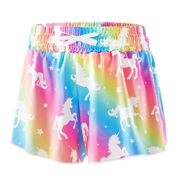 Girls Butterfly Shorts Unicorn Running Shorts 2 in 1 Flowy Athletic Shorts Casual Skirt for Teens Kids