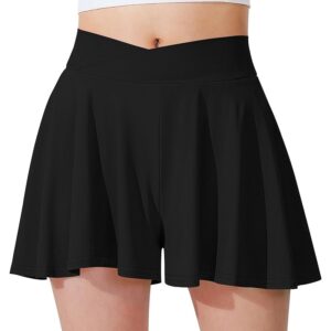 Girls Flowy Shorts Butterfly Shorts with Liner 2-in-1 Athletic Tennis Running Gym Shorts with Pockets for Kids