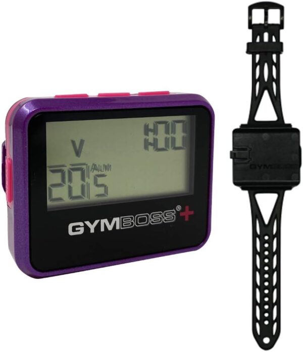 Gymboss Plus Interval Timer and Stopwatch and Gymboss Watchstrap - Bundle (Violet/Pink)