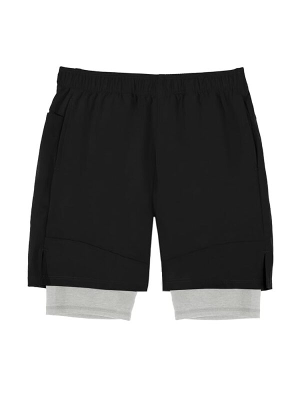 Haloumoning Boys 2 in 1 Basketball Shorts Kids Athletic Running Gym Shorts with Compression Liner 4-14 Years