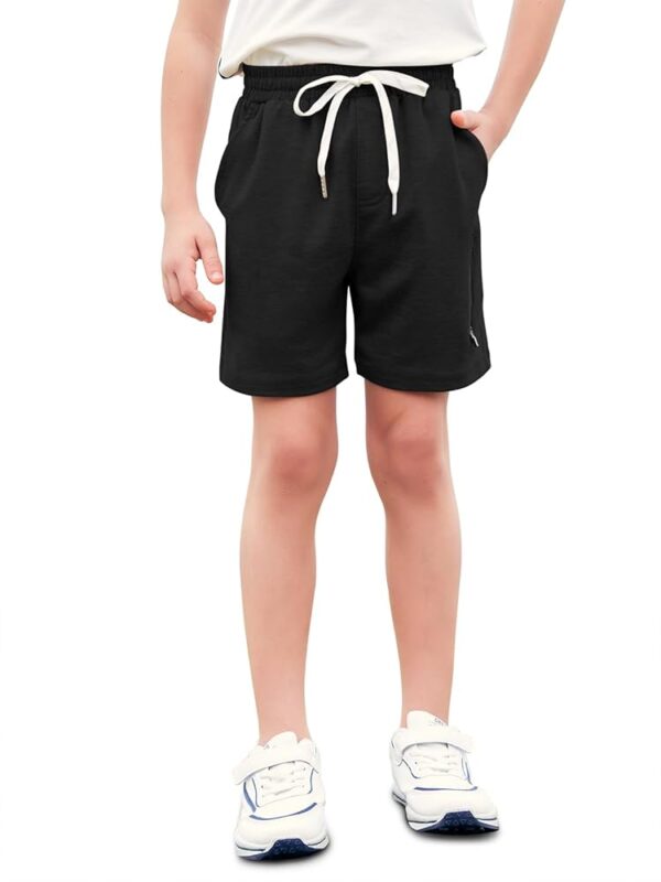 Haloumoning Boys Athletic Shorts Elastic Waist Youth Pull-On Basketball Shorts with Pockets 3-14 Years