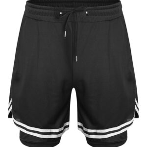 Hansber Kids Boys Running Athletic Shorts 2 in 1 Quick Dry Gym Basketball Sports Shorts Drawstring Workout Active Shorts