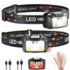 Headlamp 2 Pack, 300 Lumens Rechargeable Red Light Headlamp for Adults, 60°Angle Adjustable Head Lamp with 7 Modes and IPX4 Waterproof Head Lights for Outdoor...