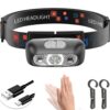 Headlamp, USB-C Rechargeable,90-Degree Adjustable,Flashlight with Motion Sensor,Waterproof Lightweight 42g,Bright Headlamps for Running,Camping,Running