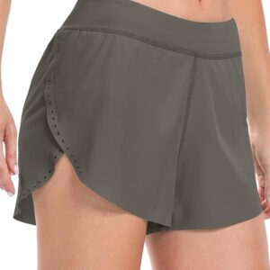 HeyNuts My Pace Running Shorts for Women, Mid Waisted Reflective Athletic Shorts Lined Workout Shorts 3"