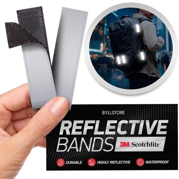 High Reflective 3M Scotchlite Bands | Add Visibility for Walking, Running & Bicycling | Silver | 2-Pack