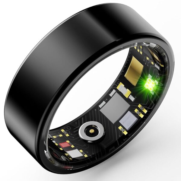 HitTopss Smart Ring, Fitness Tracking Smart Ring with Calories/Heart Rate/Blood Oxygen/Sleep Monitoring, IP68 Waterproof, No APP Subscription (Black, 9#)