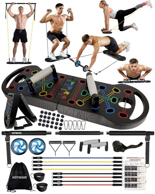 HOTWAVE Push Up Board Fitness, Portable Foldable 20 in 1 Push Up Bar at Home Gym, Pushup Handles for Floor. Professional Strength Training Equipment For Man and Women,Patent...