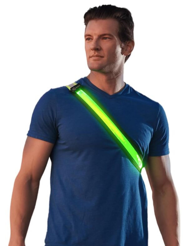 ILLUMISEEN LED Reflective Belt Sash | High Visibility LED Lights with 2 Lighting Modes | Adjustable Quick Release Buckle | USB Rechargeable, No Batteries Needed | Weatherproof...