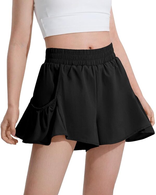 JOCMIC Girls Flowy Athletic Shorts High Waisted Running Shorts Skirts Design Quick Dry Gym Fitness Skorts