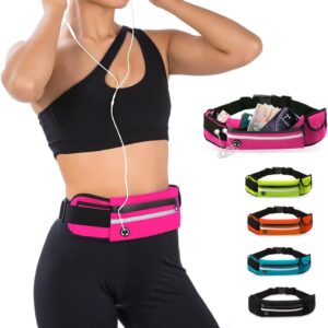 Jueachy Running Belts for Women Waterproof Fanny Pack Running Waist Pouch Phone holder Adjustable Sports Money Belt with Headphone Port