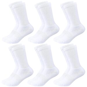 Kids Crew Socks Boys Cushioned Athletic Socks Girls Cotton Dress Socks Thick Sports School Uniform Youth 6 Pairs