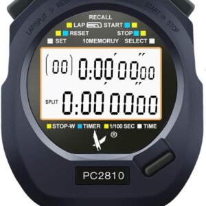 LEAP Stopwatch Professional Timer 3 RAW 10/30/100 Lap Split Memory with Digital Extra Large Screen for Stopwatches Sports Game Timer Count up Down Water Resistant