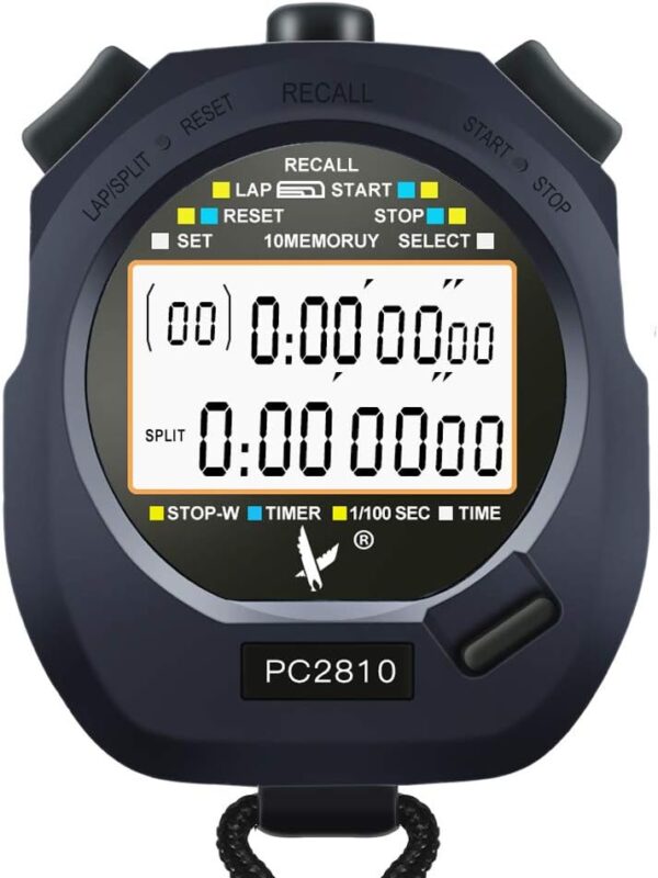 LEAP Stopwatch Professional Timer 3 RAW 10/30/100 Lap Split Memory with Digital Extra Large Screen for Stopwatches Sports Game Timer Count up Down Water Resistant