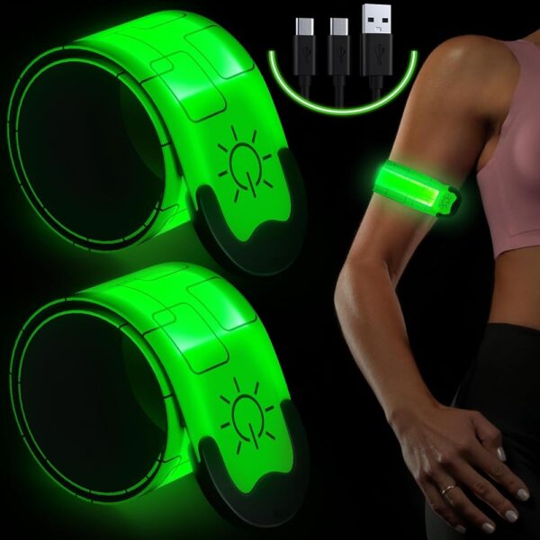 LED Armband for Running (2 Pack), Running Lights for Runners Rechargeable, Running Lights, High Visibility Reflective Running Gear for Running Walking Cycling