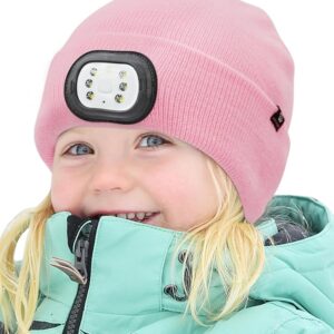 LED Beanie with Light, 3 Adjustable Modes Headlamp Beanie Hat, Removable Rechargeable USB with Night Strobing for Outdoor Running, Camping, Hiking, Fishing, for Kids