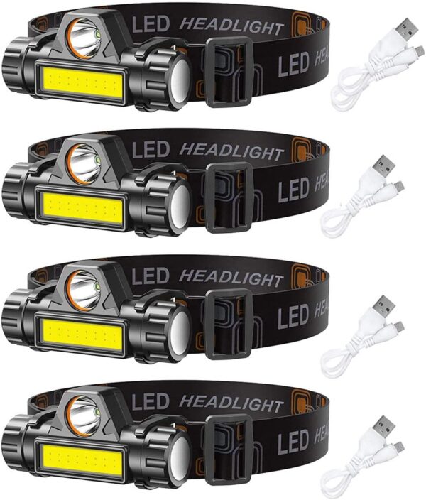 LED headlamp Flashlight 4-Pack LED Rechargeable Headlamp Headlight for Running, Camping, Hiking and More Lumens USB Rechargeable Headlight, Outdoor Camping Cycling Fishing,...