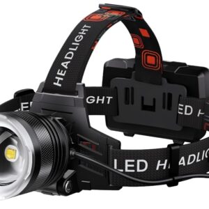 LED Rechargeable Headlamp, 900000 Lumens Super Bright with 5 Modes & IPX7 Level Waterproof USB Rechargeable Zoom Headlamp, 90° Adjustable for Outdoor Camping, Running, Cycling,...