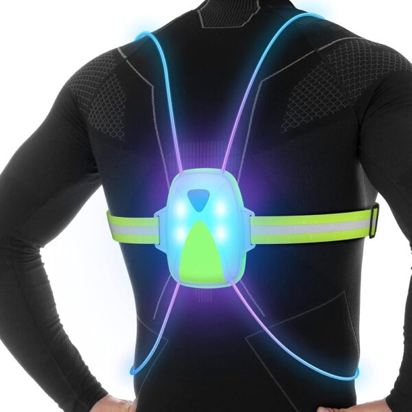 LED Reflective Running Vest with Front Light,Running Lights for Runners,Reflective Running Gear for Men/Women Running,Cycling or Walking, High Visibility Warning LED Lights