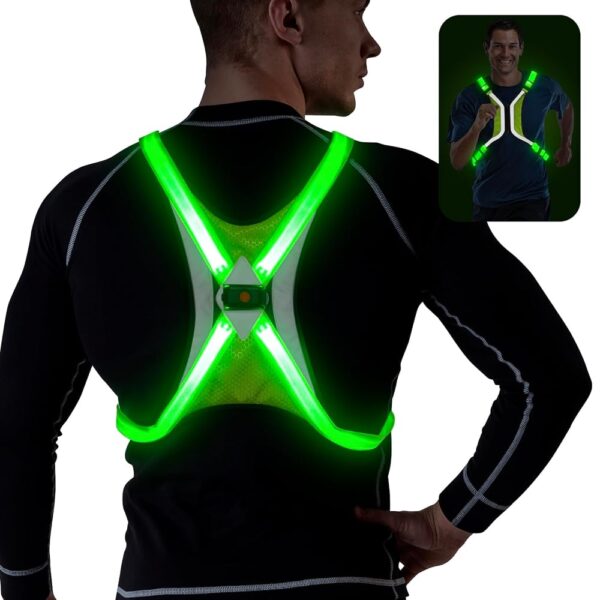 LED Reflective Vest, Light Up Running Vest Reflective Vest for Runners and Walkers, Rechargeable Reflective Vest Running Gear for Walking Running Cycling at Night, Adjustable...