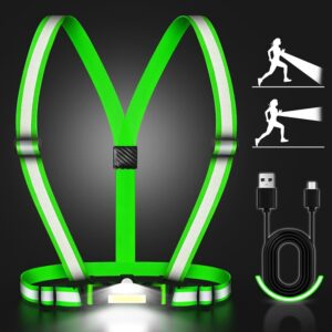 LED Reflective Vest Running Gear Light Up Running Vest, High Visibility Running Reflective Gear for Walking at Night Rechargeable Adjustable Running Lights for Runners