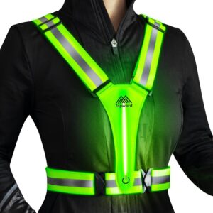 LED Reflective Vest Safety Gear, Light Up Vest for Night Walking Cycling, High Visibility Running Vest with Reflective Strips