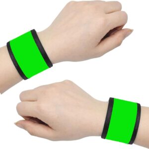 LED Slap Bracelets Light Up Armbands Glow in The Dark Fashing Wristbands Wrist Bands Safety Reflective Running Gear for Runners Walkers Walking Jogging, Fits Men Women (2 - Green)