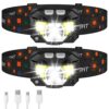 LHKNL Headlamp Flashlight, 1200 Lumen Ultra-Light Bright LED Rechargeable Headlight with White Red Light,2-Pack Waterproof Motion Sensor Head Lamp,8 Mode for Outdoor Camping...