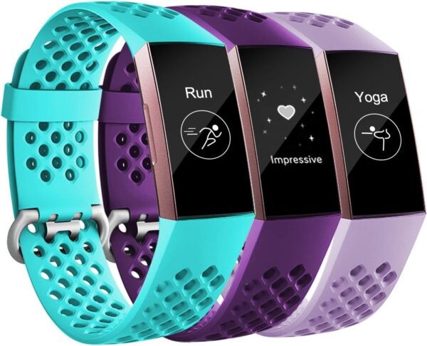 Maledan Bands Compatible with Fitbit Charge 3/ Charge 4 Women Men, Breathable Sport Band Replacement Wristbands with Air Holes for Charge 4/ Charge 3/ Charge 3 SE Fitness...