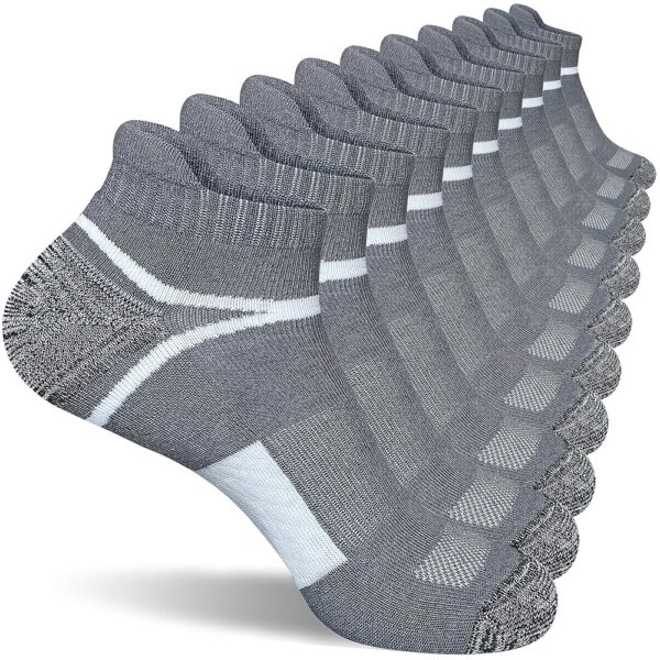 Men's Athletic Cushioned Ankle Socks Comfort Wicking Anti-Blister Running Socks 5 Pairs