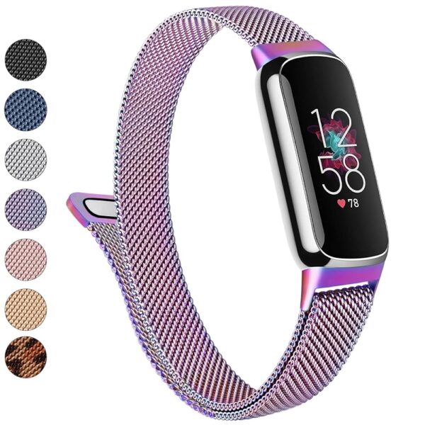 Metal Band for Fitbit Luxe Bands Women Men, Stainless Steel Mesh Loop Adjustable Magnetic Wristband Replacement Strap Compatible with Fitbit Luxe Fitness and Wellness Tracker