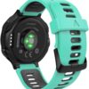 MoKo Soft Silicone Watch Band Compatible with Garmin Forerunner 735XT/220/230/235/235 Lite/620/630/Approach S20/S6/S5,Adjustable Replacement Sport Strap - Mint Green & Black