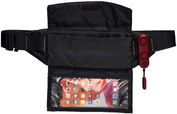 Nathan Running Belt Waist Pack with Personal Alarm Ripcord Included. See-Thru Touchscreen Pocket. SafeRun Siren in Case of Emergency 120DB. for Running, Waking, Hiking, Biking...