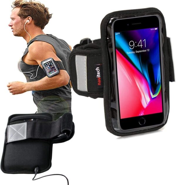 Navitech Black / Silver Neoprene Water Resistant Sports Gym, Jogging / Running Armband Case with "Light Reflection Strip" Compatible With The Sony Ericsson Xperia Neo, Sony...