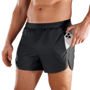 Niksa Men’s Running Shorts 3" Workout Athletic Shorts with Zipper Pockets Lightweight Quick Dry Gym Shorts