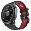 OVERSTEP Compatible with Fenix 6X Watch Band 26mm QuickFit Silicone Strap for Garmin Fenix 7X/Fenix 6X Pro/Fenix 5X/Fenix 5X Plus/Descent Mk2, Mk2i Smartwatch (Black-Red)