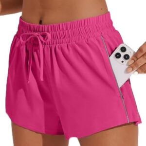 PINSPARK Running Shorts for Women Quick Dry Athletic Short High Wasit Pockets