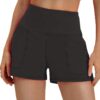 PINSPARK Workout Shorts Women Wide Leg Athletic Shorts High Waisted Yoga Shorts Tummy Control Gym Short with Pockets